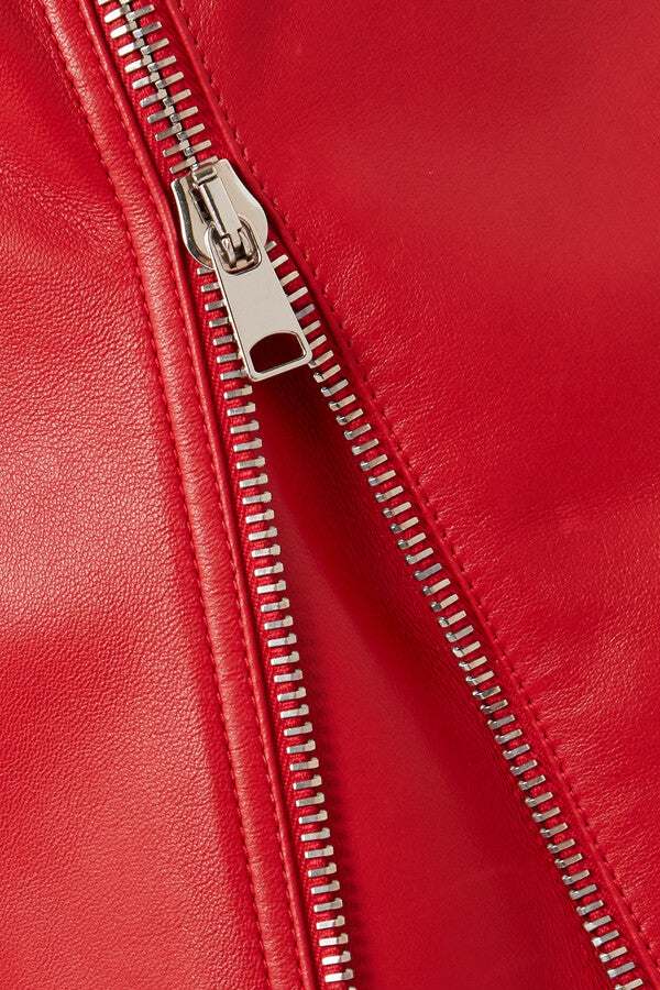 Zip-Embellished Leather Midi Skirt