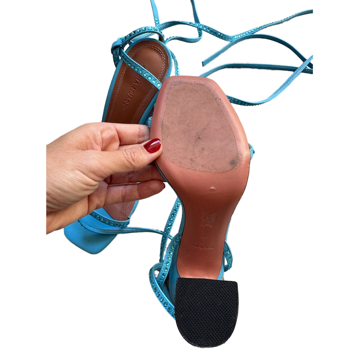 Amina Muaddi Vita 95 Electric Blue sandals