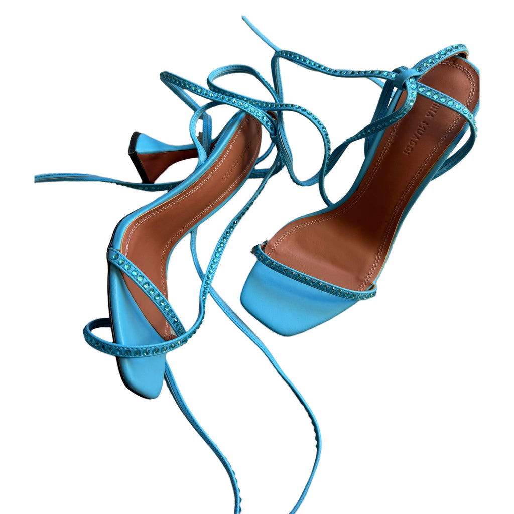 Amina Muaddi Vita 95 Electric Blue sandals
