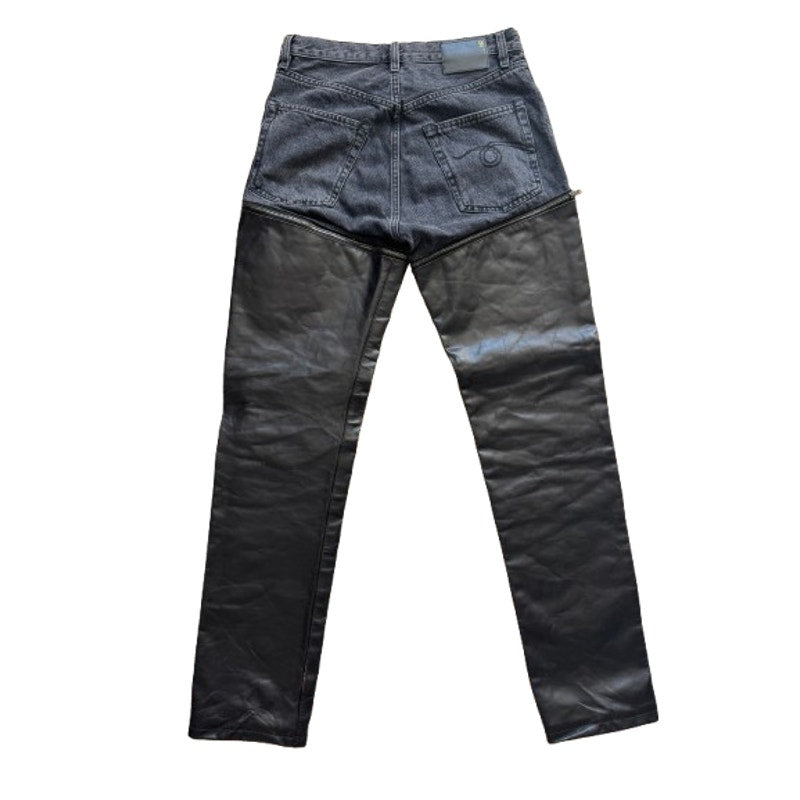 Black Leather Zip Off Axl Slim Pants