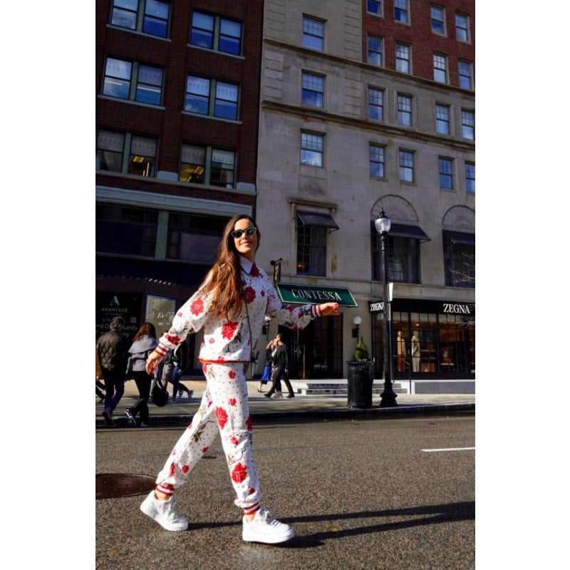 Rose Printed Sweatshirt & Jogger Set