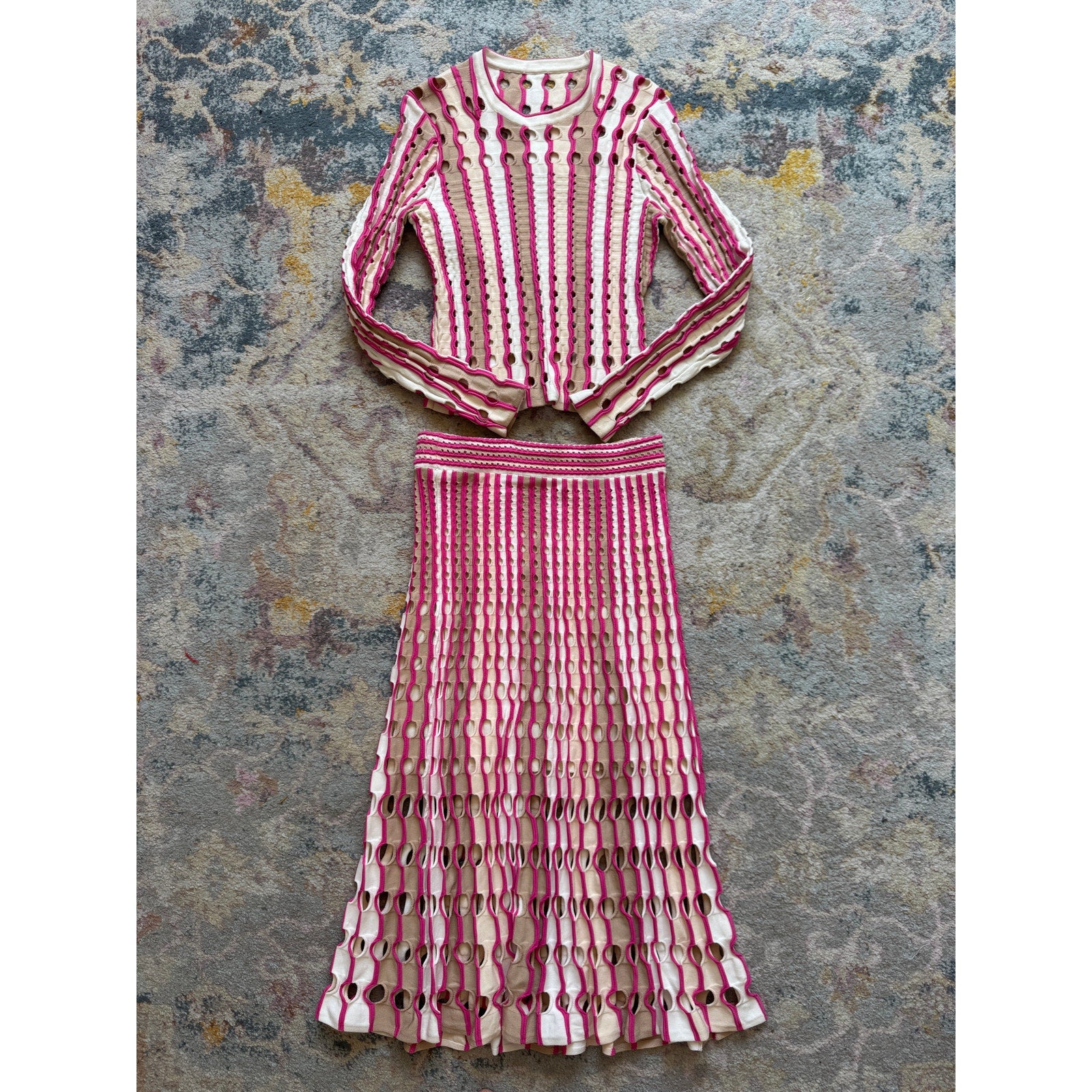 Tiana Cut-Out Knitted Top & Jax/Larken Midi Skirt SET