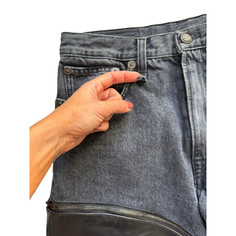 Black Leather Zip Off Axl Slim Pants