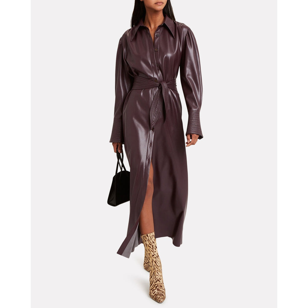 Rosana Belted Vegan Leather Dress