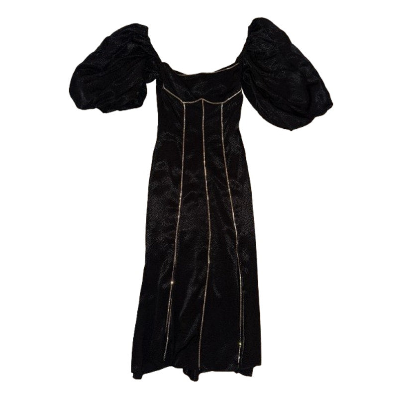 Embellished Puff Sleeve Midi Dress