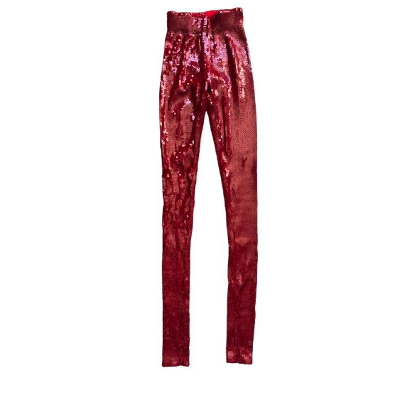 Stretch Sequin Legging With Ankle Zip Up