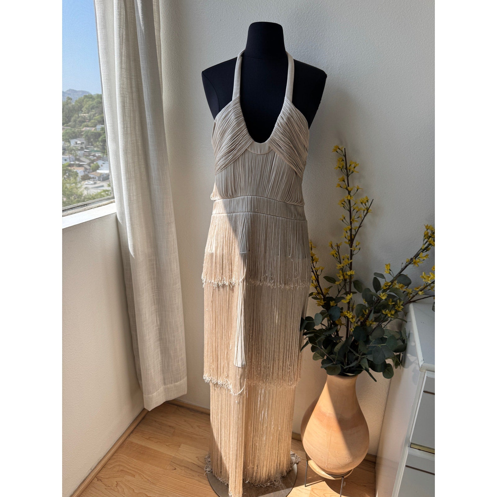 Baldwin Draped Fringe Maxi Dress