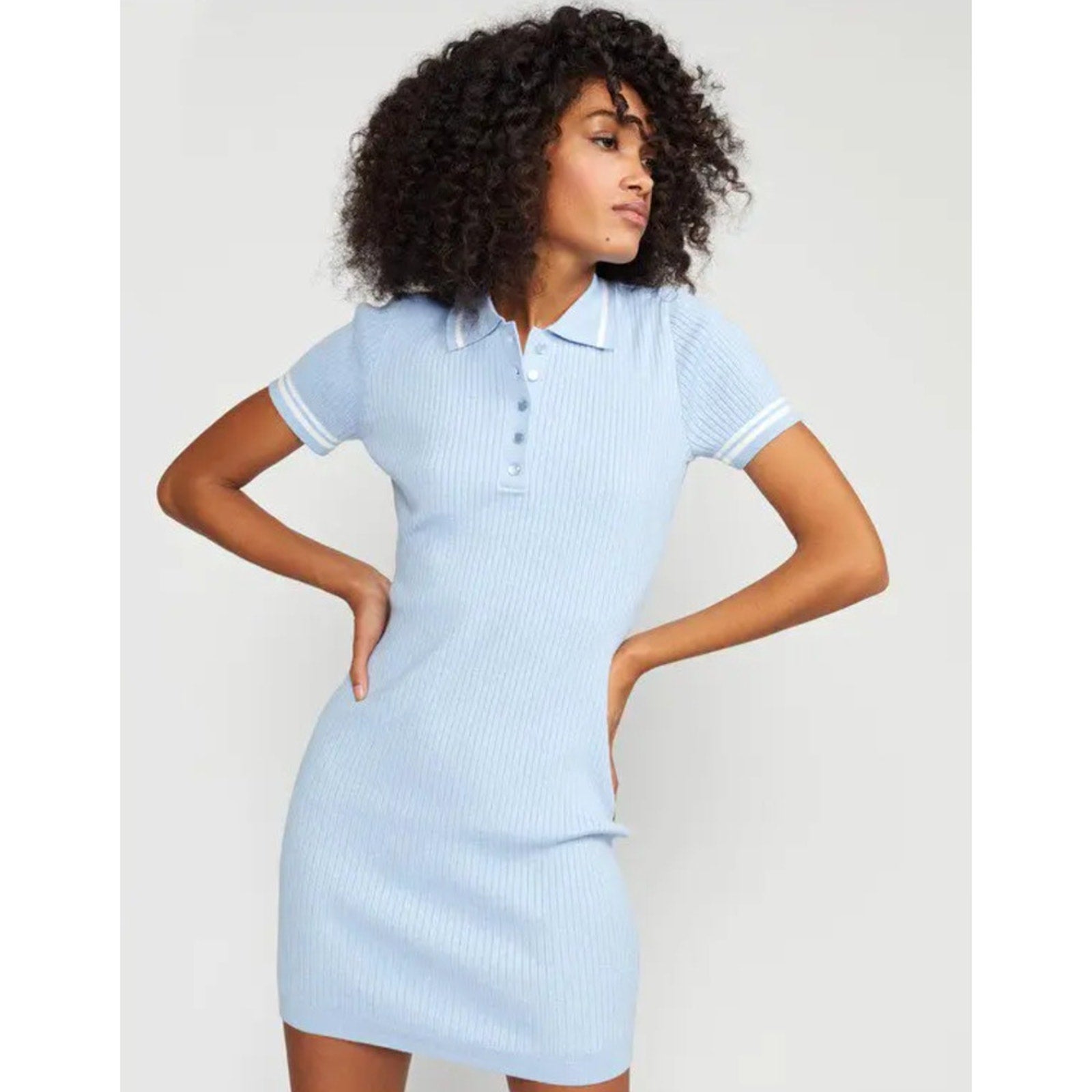 Aqua Rib Knit Mini Dress