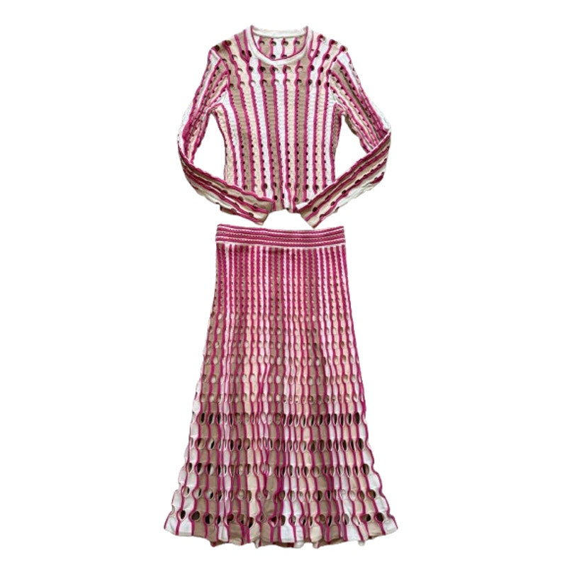 Tiana Cut-Out Knitted Top & Jax/Larken Midi Skirt SET