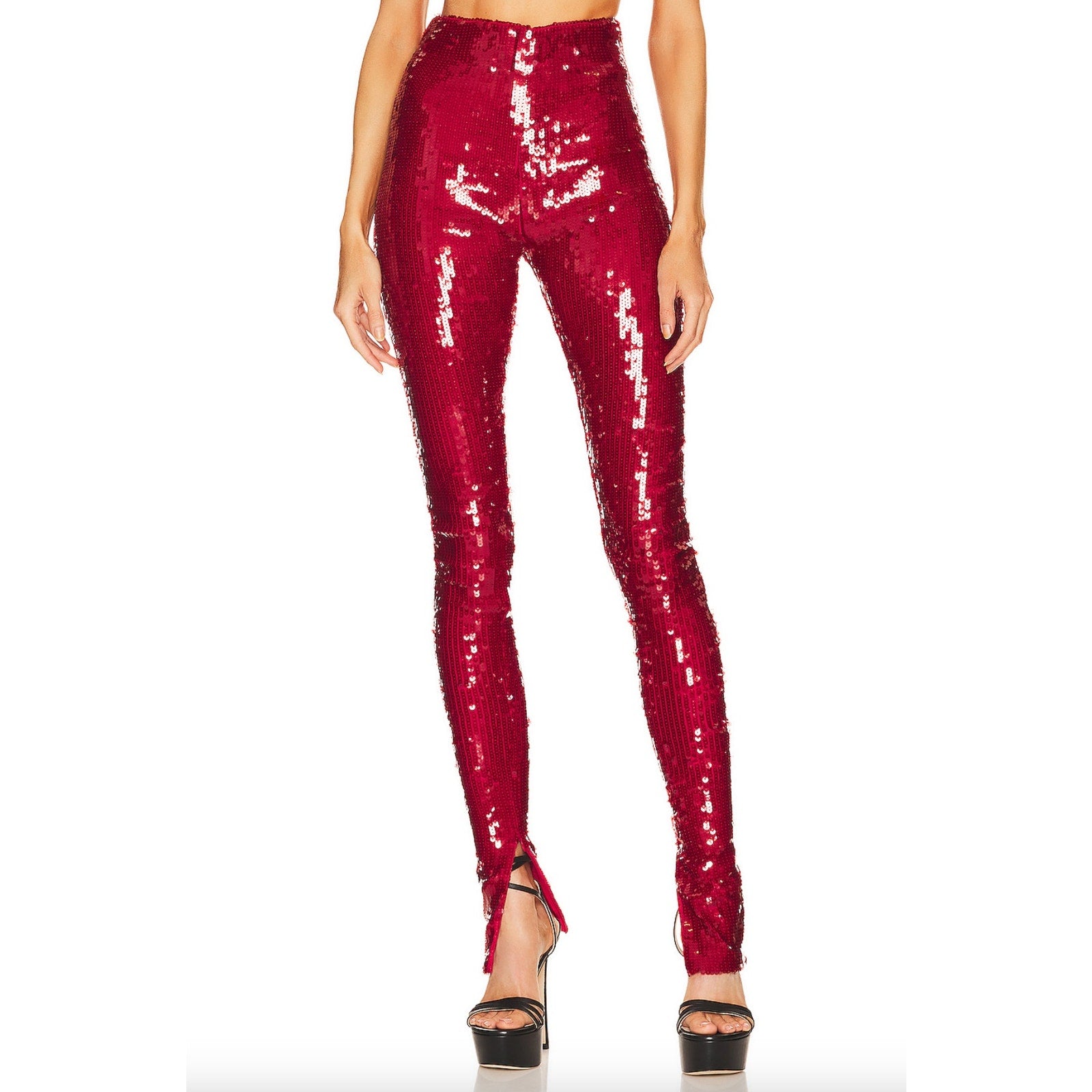 Stretch Sequin Legging With Ankle Zip Up