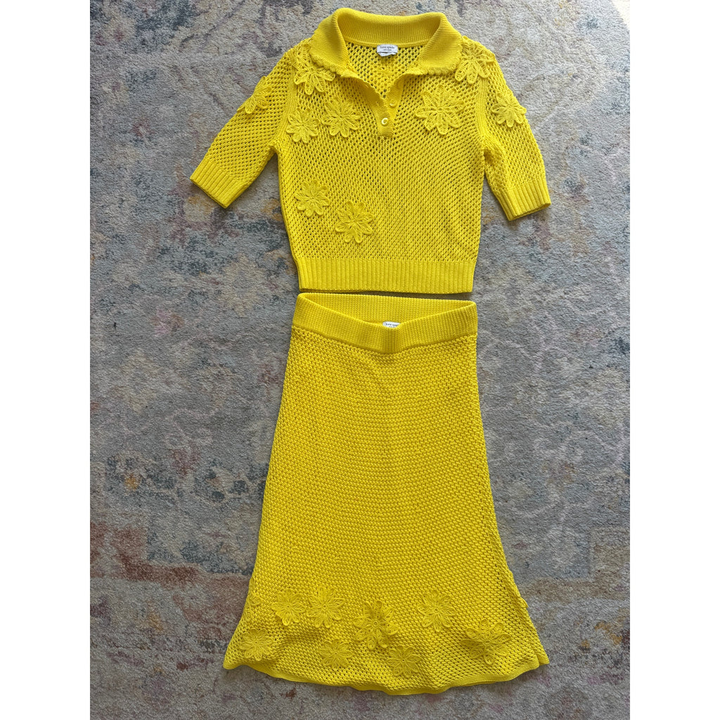 Crochet Knit Sweater & Midi Skirt SET