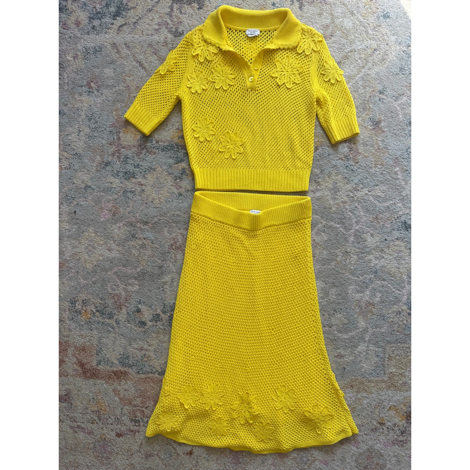 Crochet Knit Sweater & Midi Skirt SET