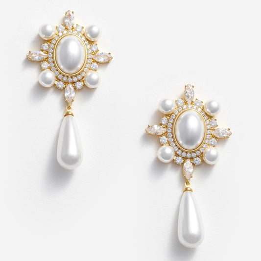 Gold Pearl Droplet Earrings