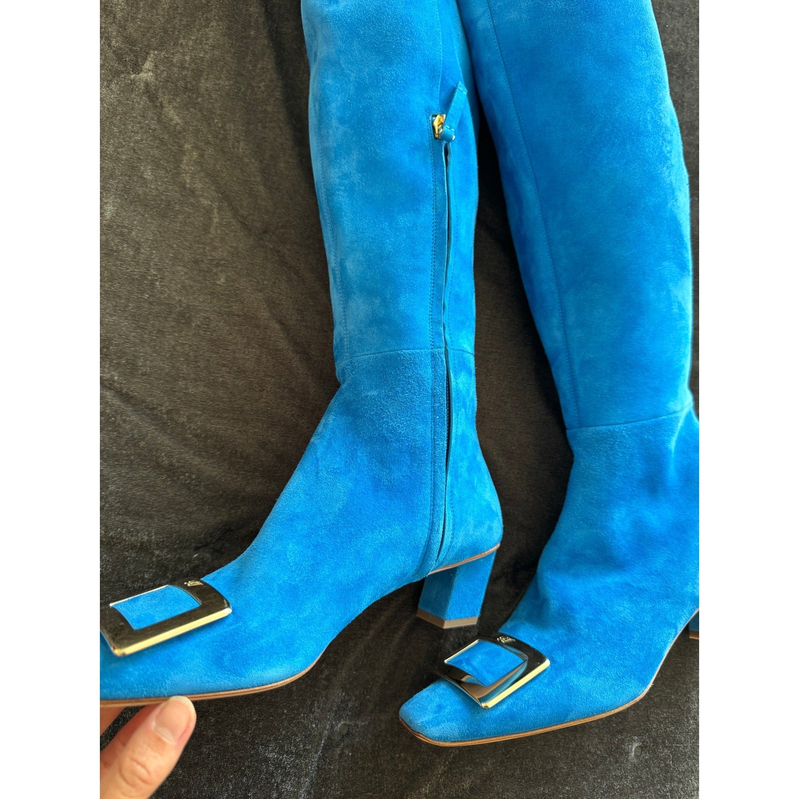 Over-the-Knee Suede Buckle Boots