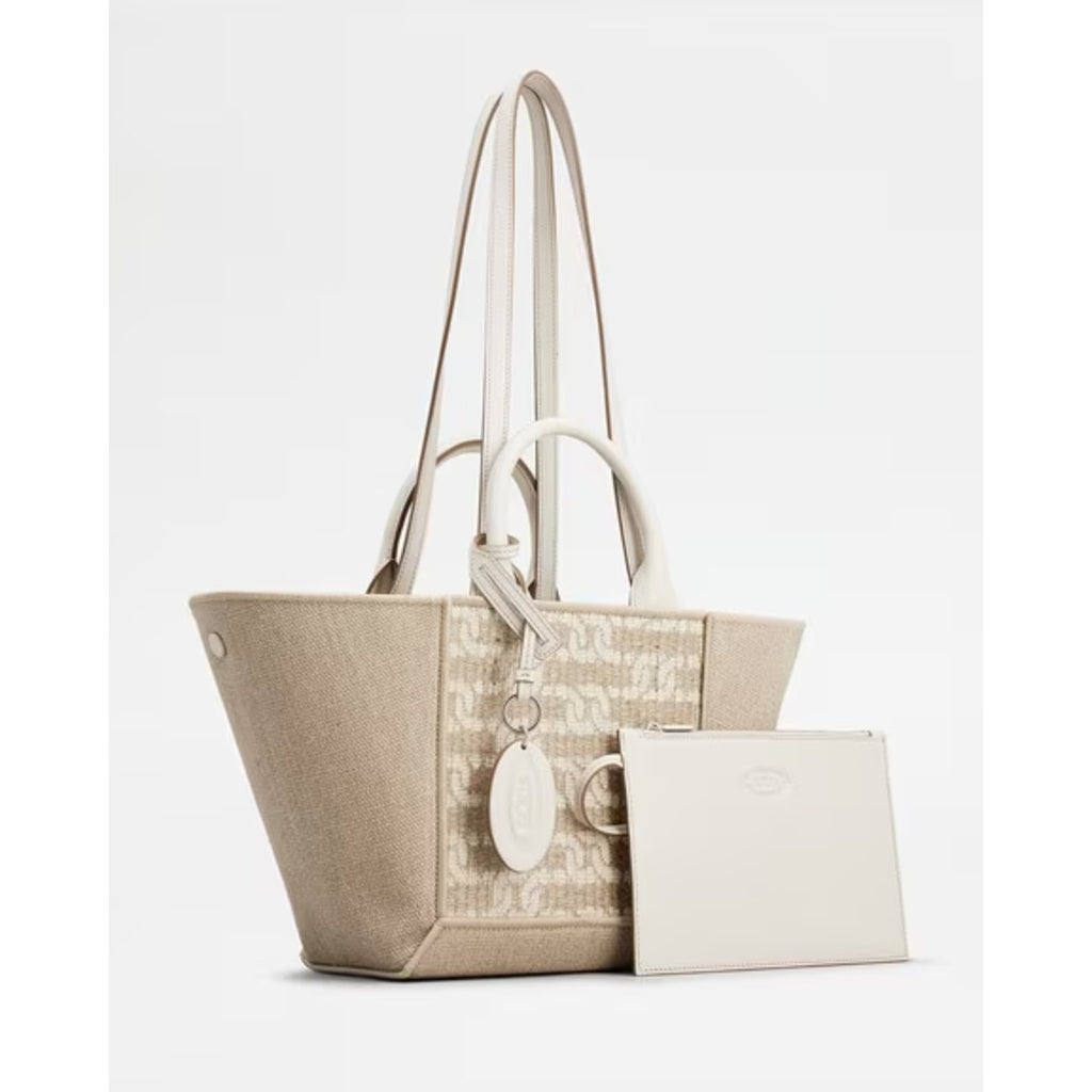 Logo Jacquard Canvas Tote Shopping Bag