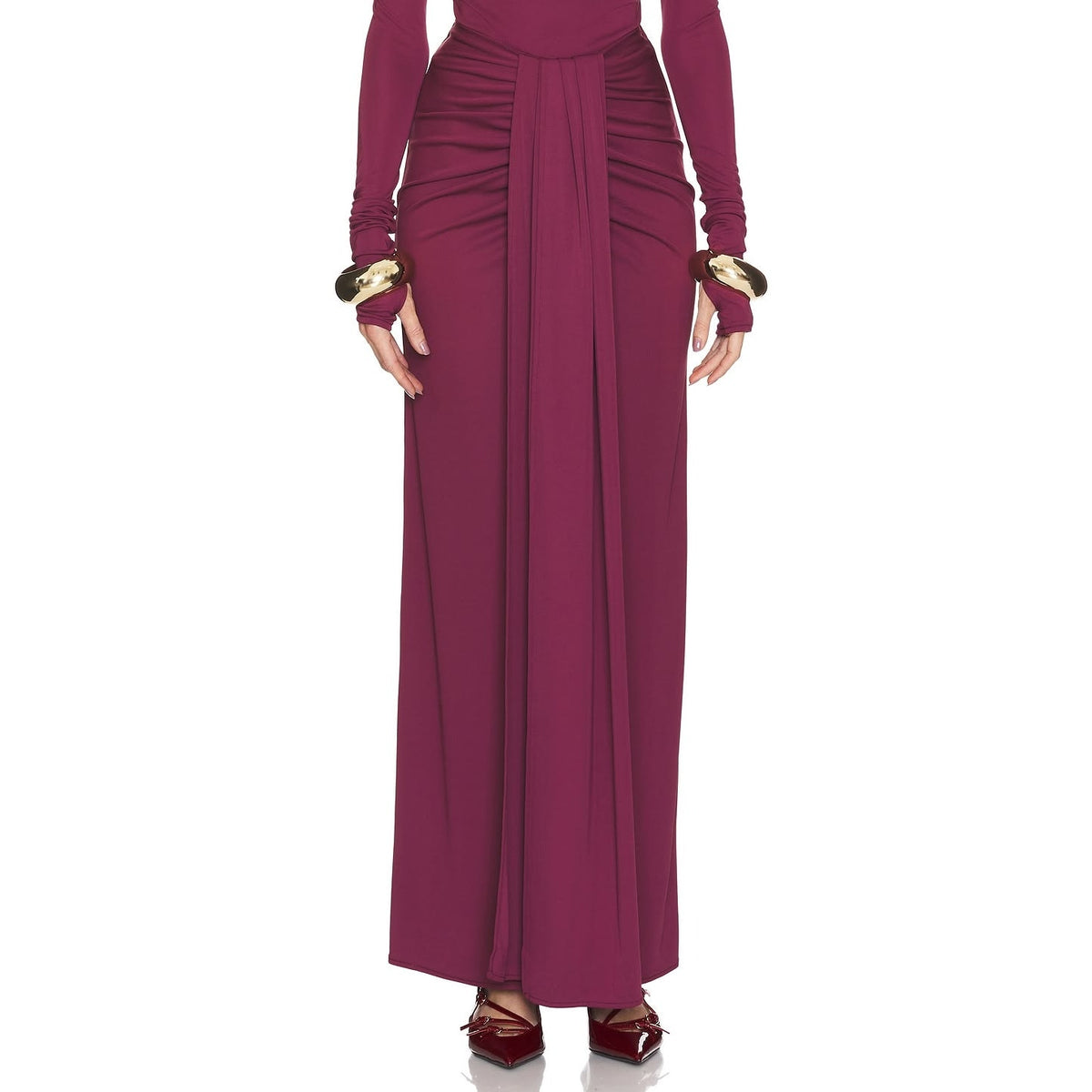 Matte Jersey Long Wrap Skirt