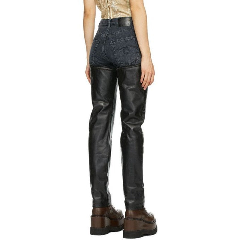 Black Leather Zip Off Axl Slim Pants