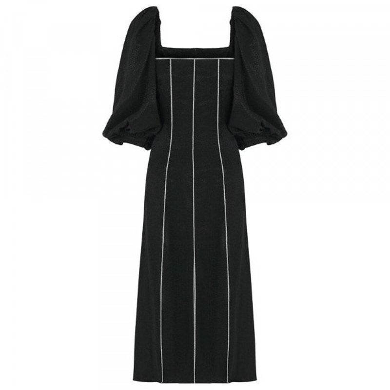 Embellished Puff Sleeve Midi Dress