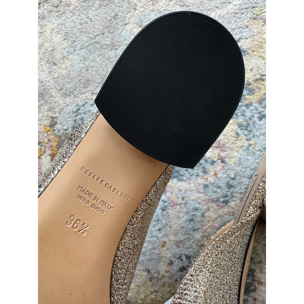 Alexa Silver Metallic Buckle Mules