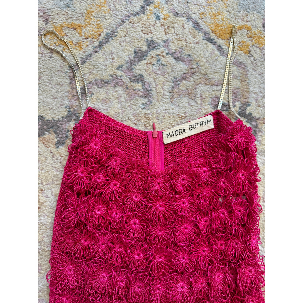 Pink Crochet Flower Mini Shift Dress