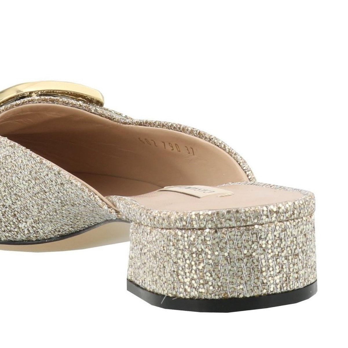Alexa Silver Metallic Buckle Mules