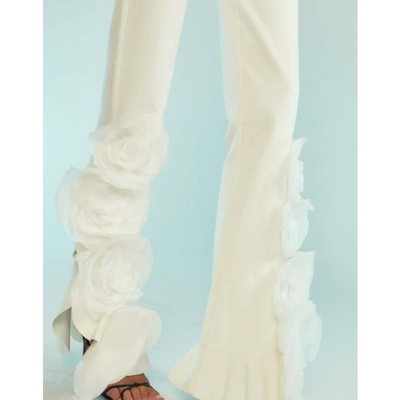 Organza Flower Ponte Knit Pants