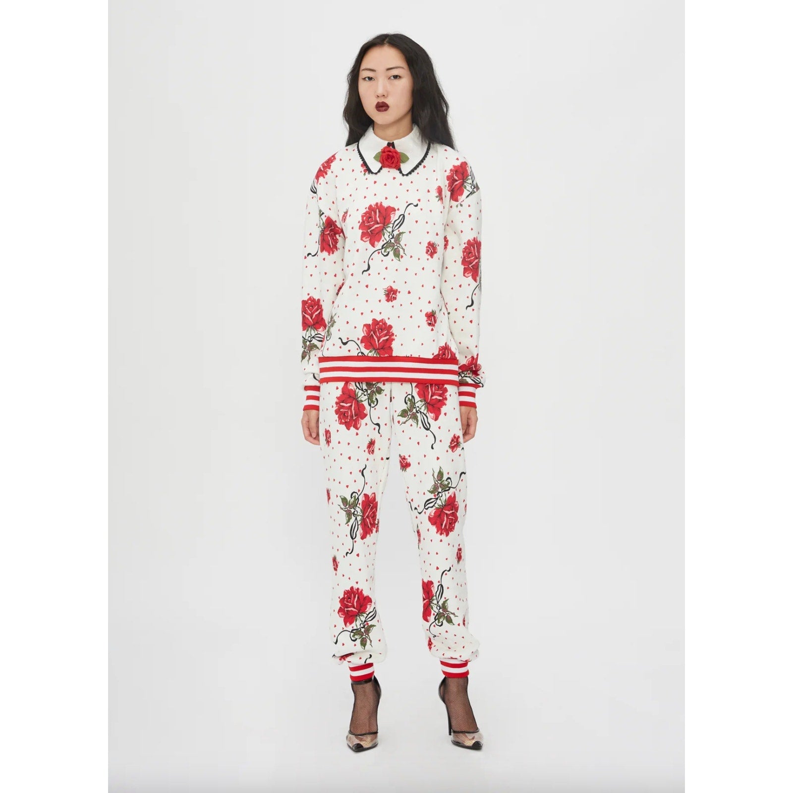 Rose Printed Sweatshirt & Jogger Set