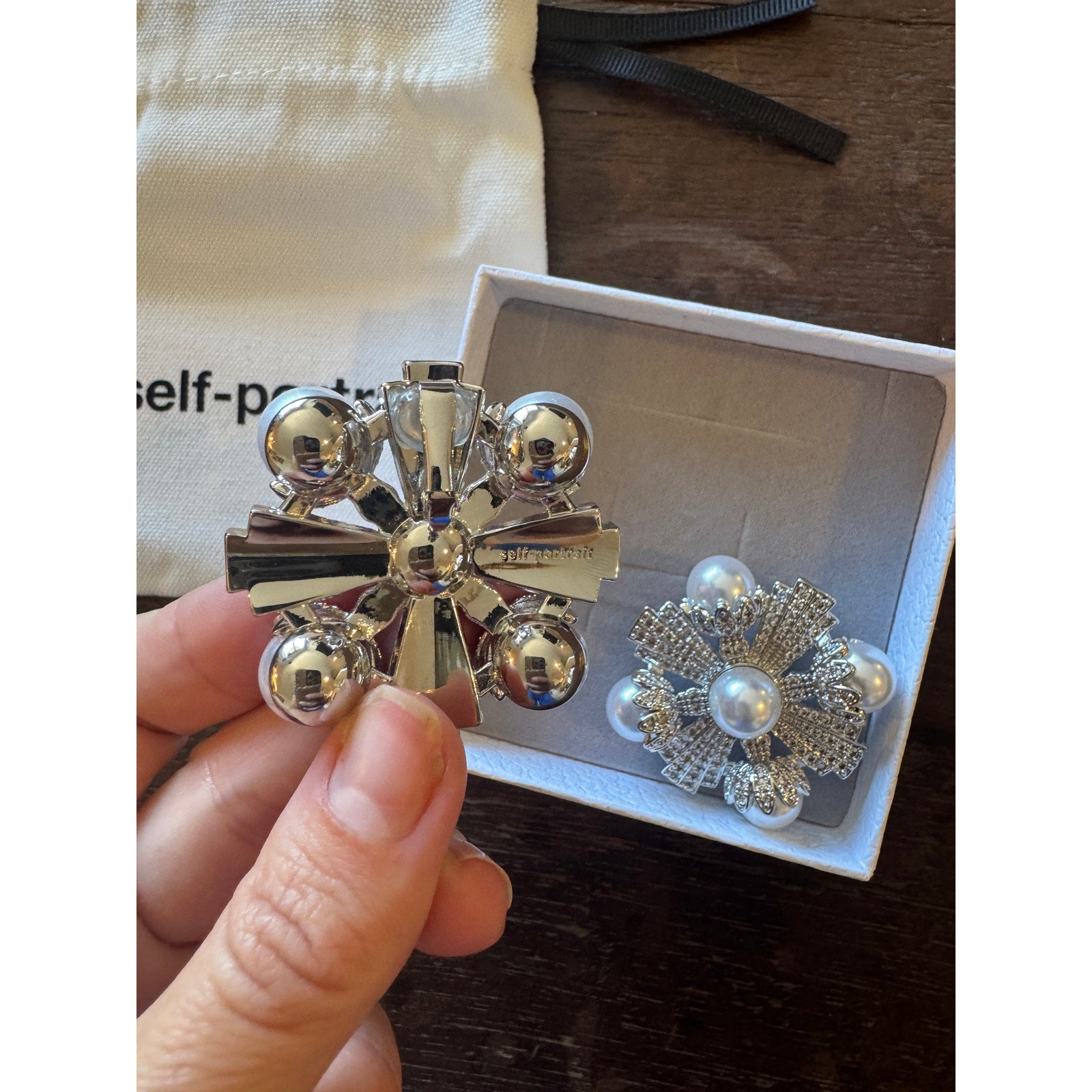 Large Silver Encrusted Earrings