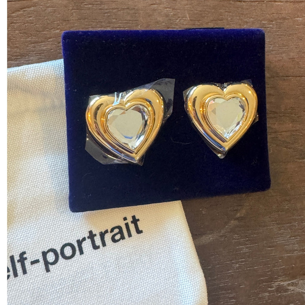 Gold Crystal Heart Earrings