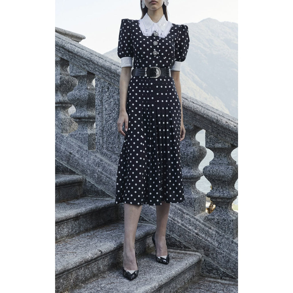 Sequin-embellished Polka-dot Sequin Fringe Midi Dress