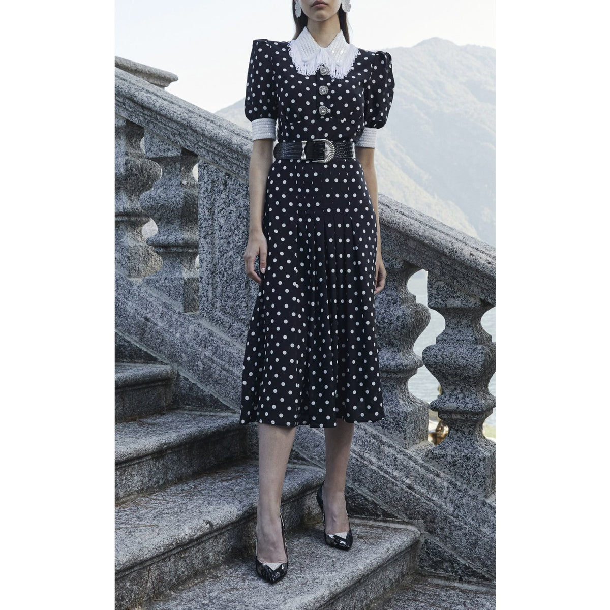 Sequin-embellished Polka-dot Sequin Fringe Midi Dress