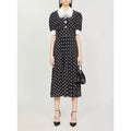 Sequin-embellished Polka-dot Sequin Fringe Midi Dress