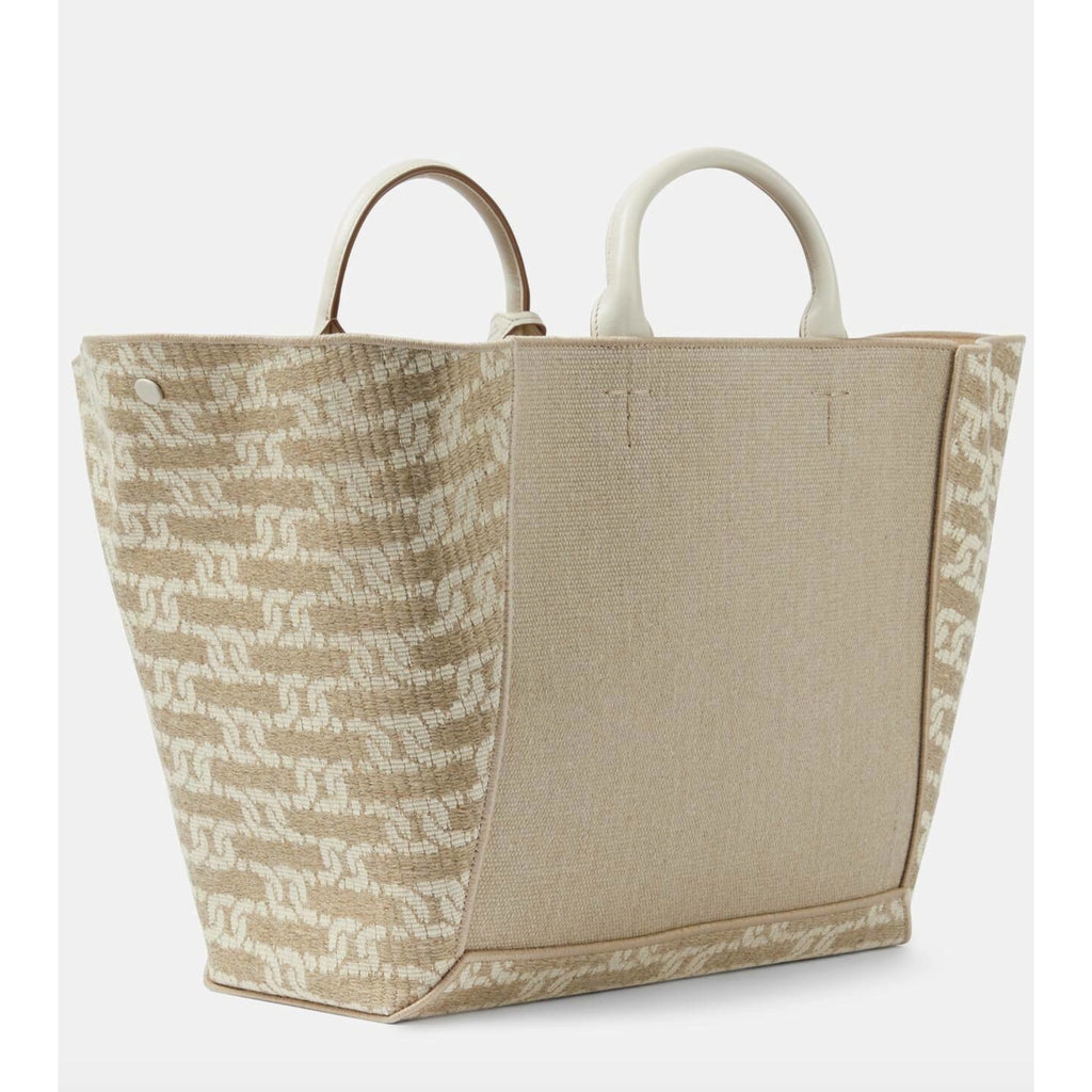 Logo Jacquard Canvas Tote Shopping Bag