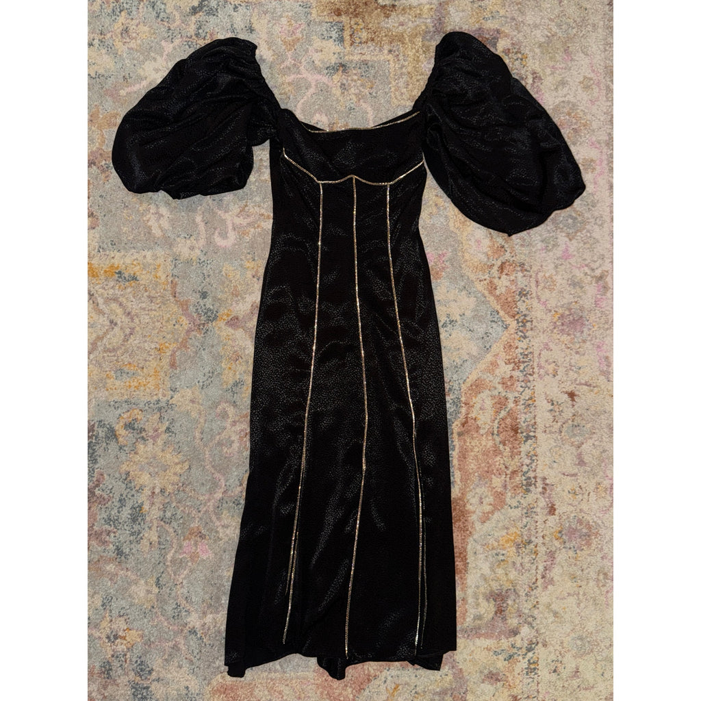 Embellished Puff Sleeve Midi Dress