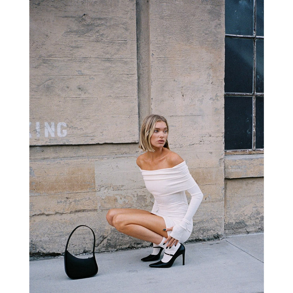 Matte Jersey Off Shoulder Mini Dress