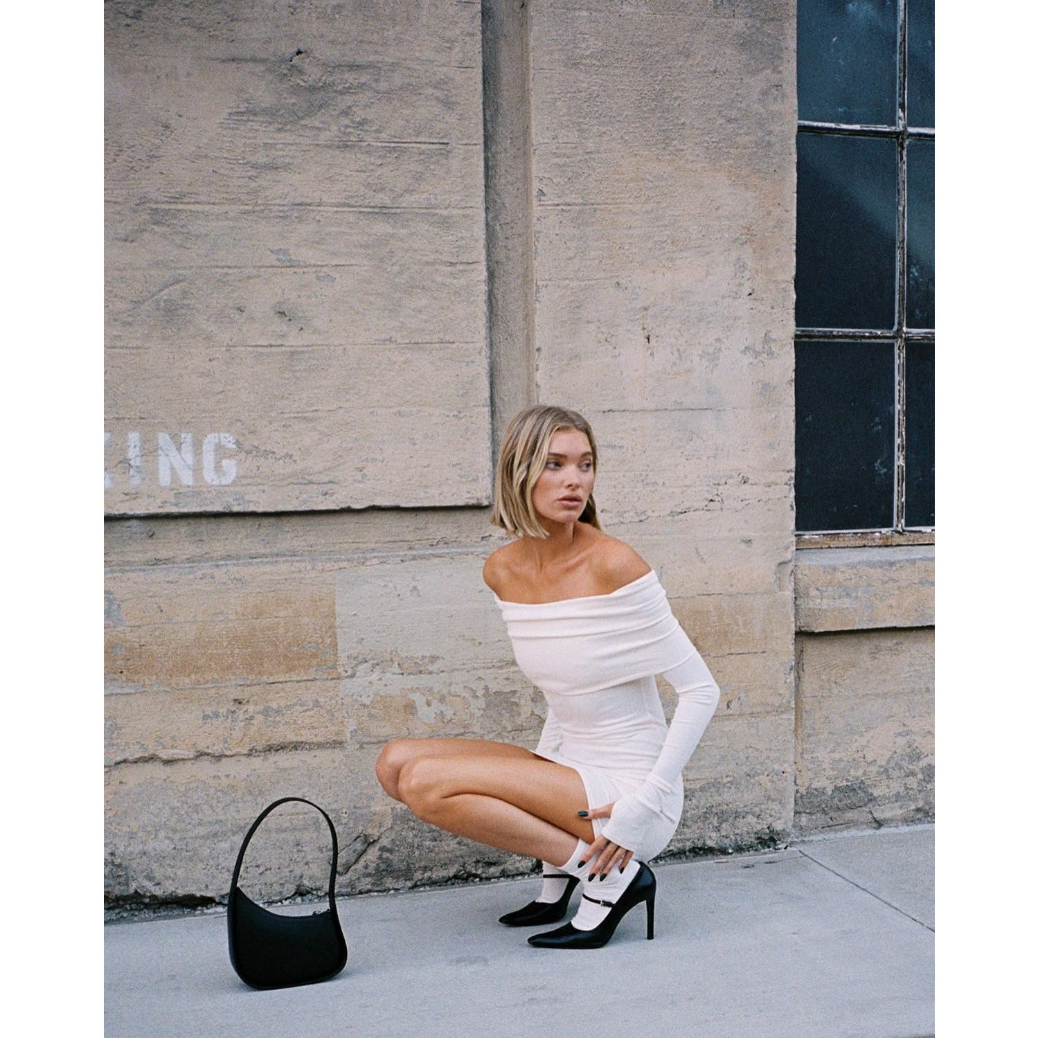 Matte Jersey Off Shoulder Mini Dress