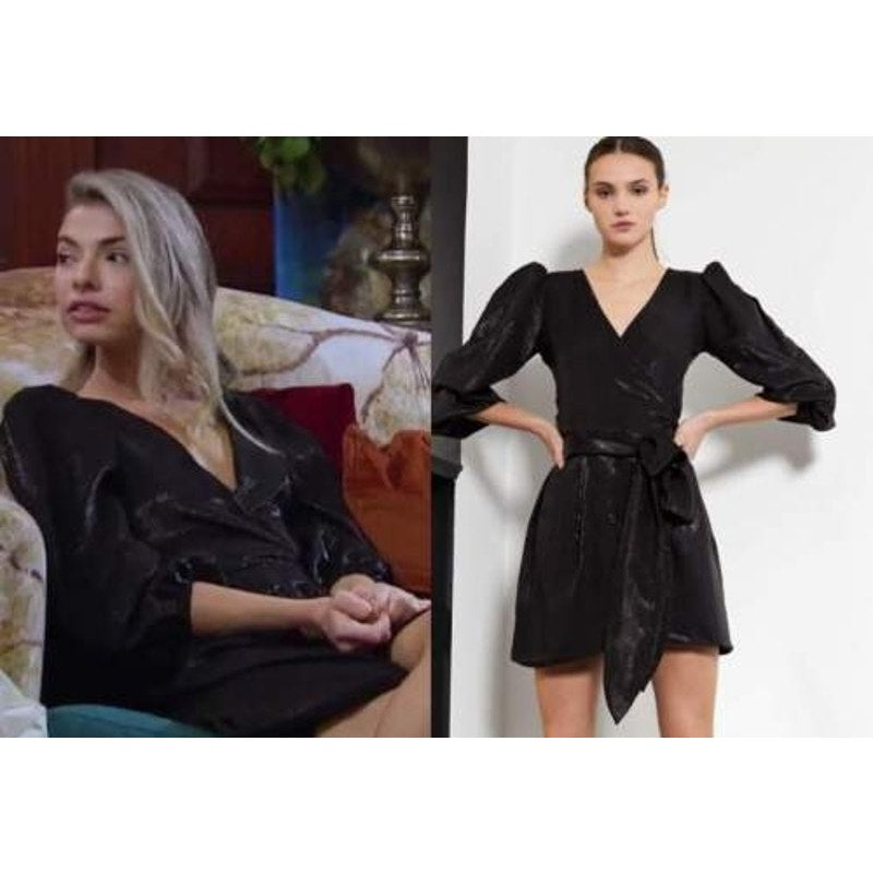 Ariel Lamé Mini Wrap Dress