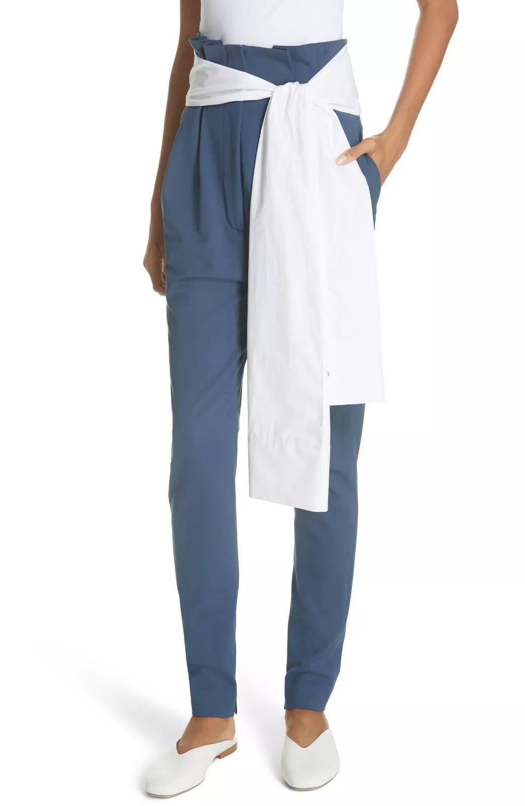 High Waist Tie Sleeve Tuxedo Pant