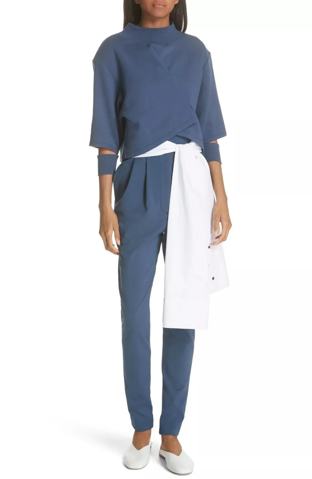 High Waist Tie Sleeve Tuxedo Pant