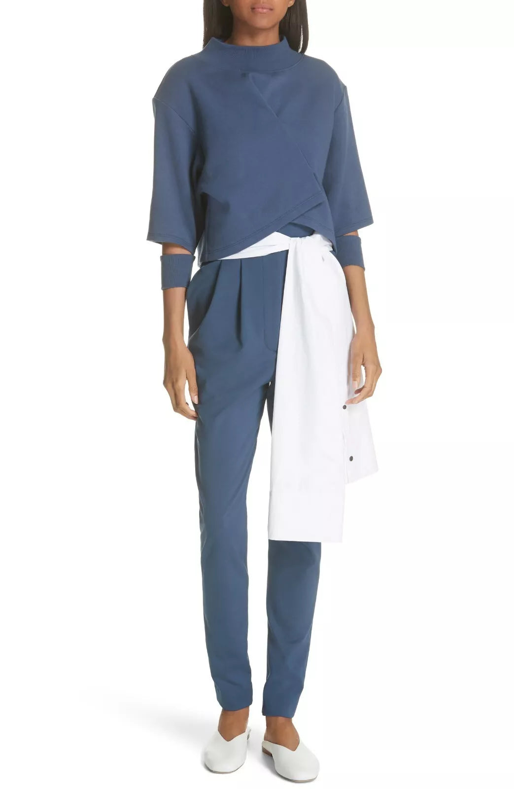 High Waist Tie Sleeve Tuxedo Pant