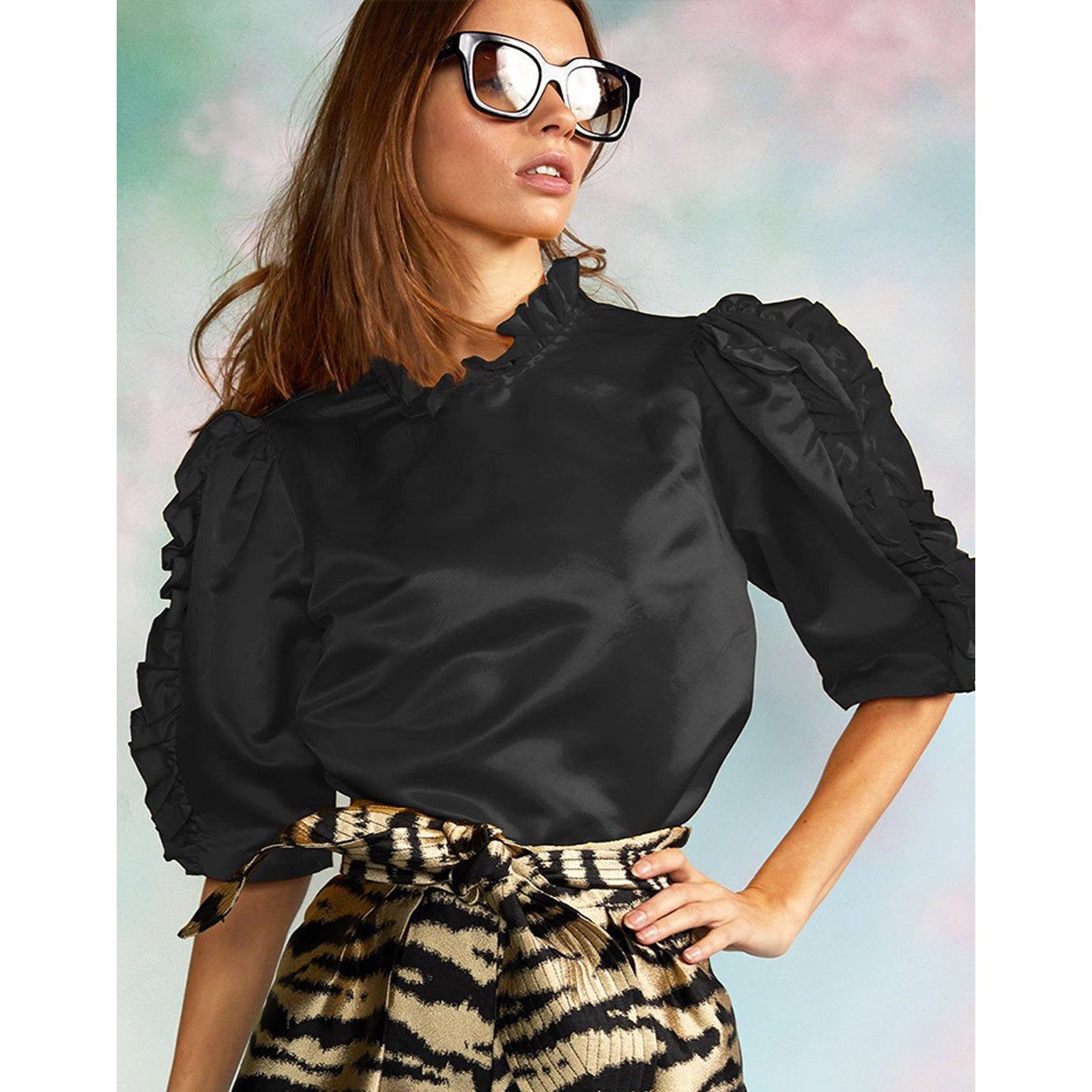 Felicity Satin Ruffle Top