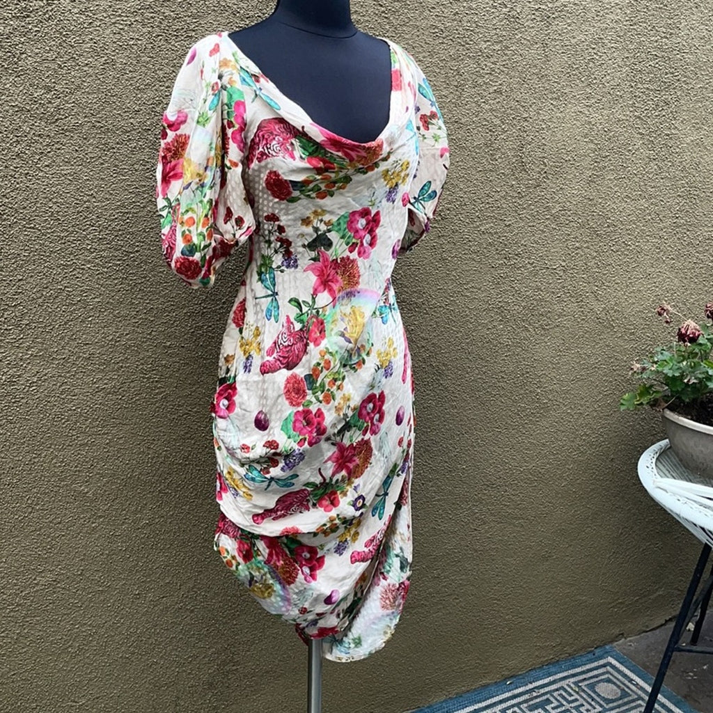 Floral Tiger Print Midi Dress