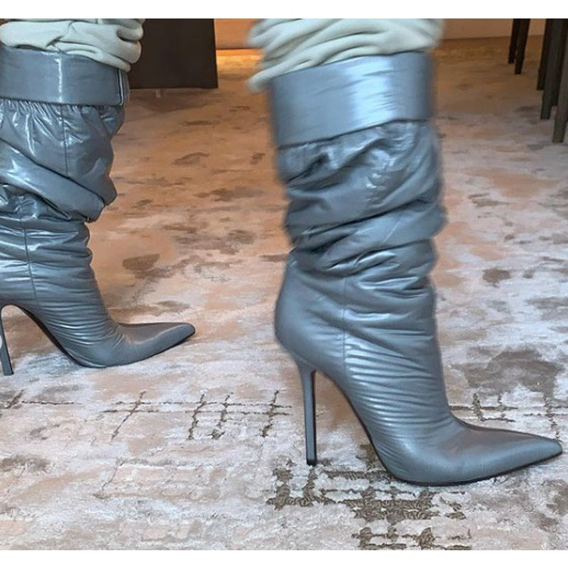 Puffer Cuffed Synthetic Boots