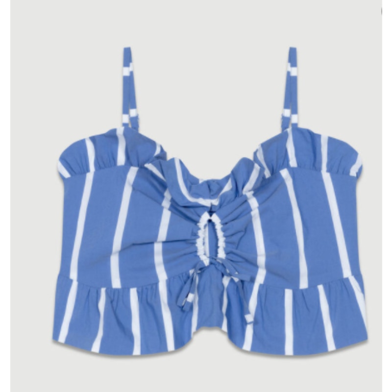 Lesley Cropped Striped Poplin Top