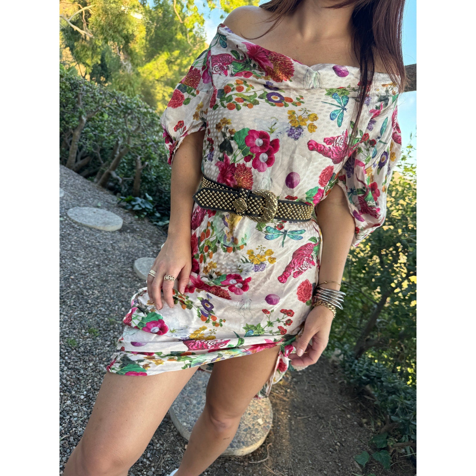 Floral Tiger Print Midi Dress