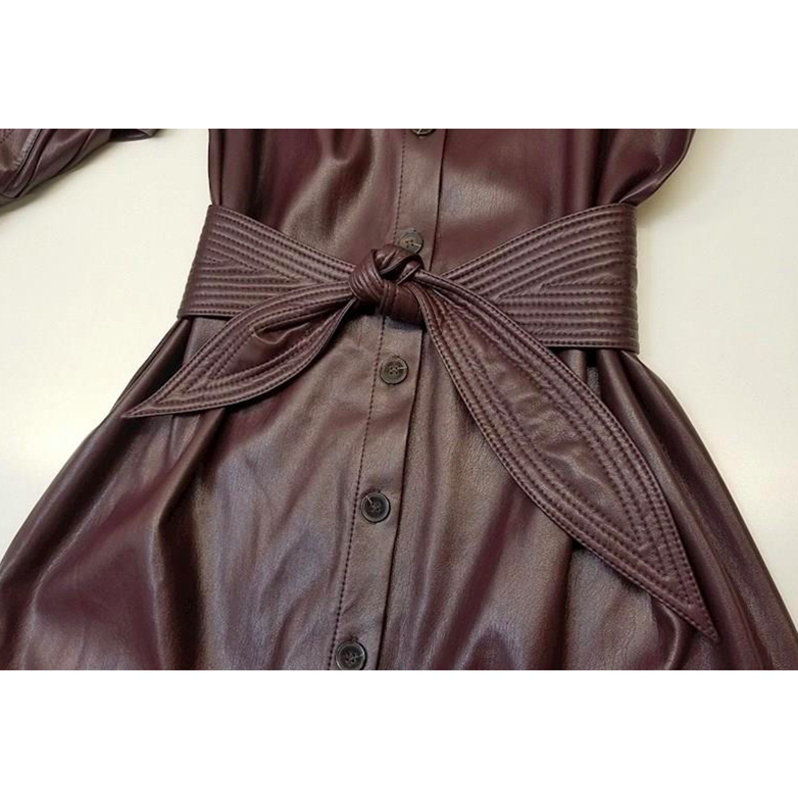 Rosana Belted Vegan Leather Dress