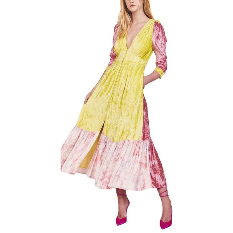 Avalon Color-Blocked Velvet Dress