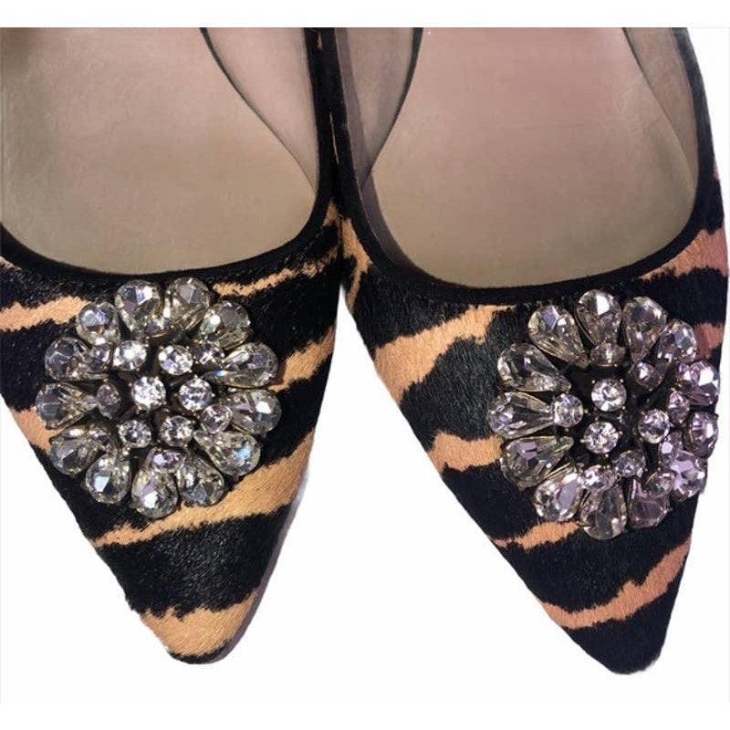 Animal Print Heels with Rhinestone