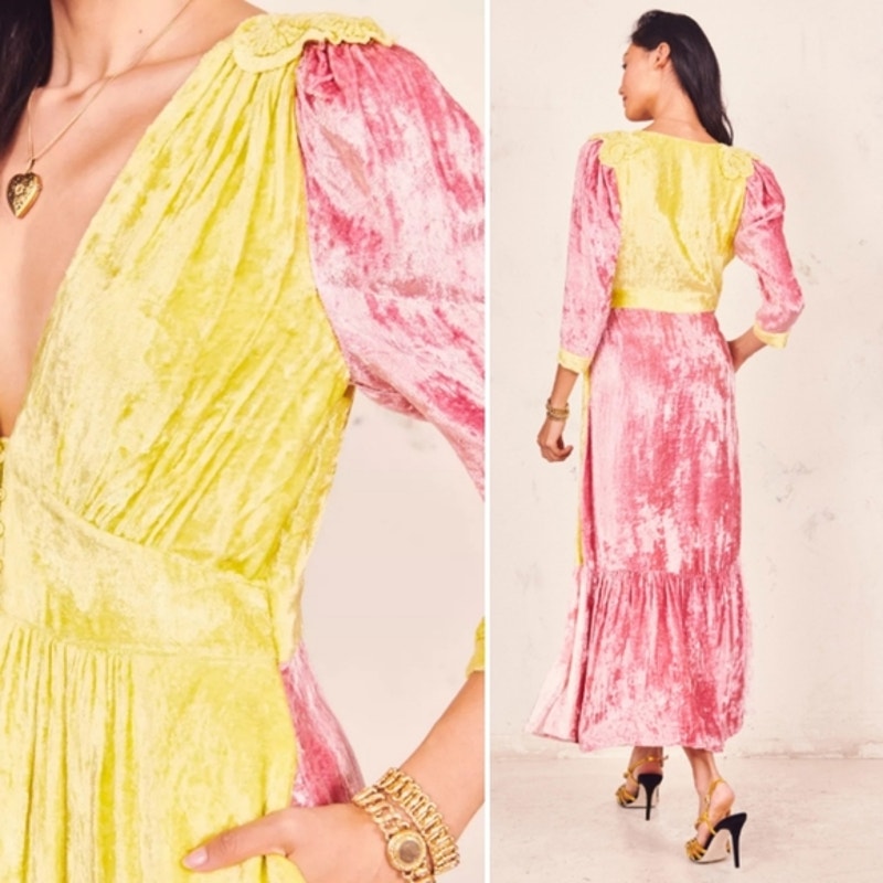 Avalon Color-Blocked Velvet Dress