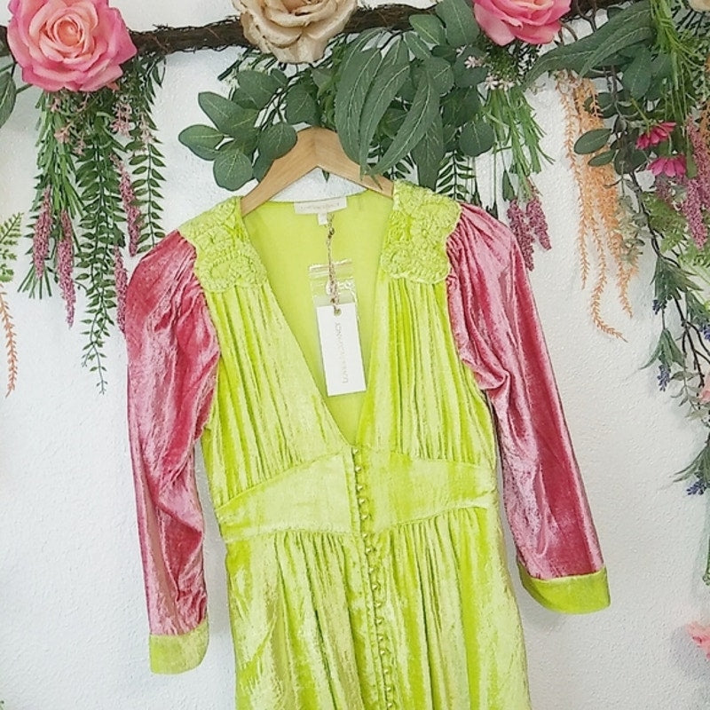 Avalon Color-Blocked Velvet Dress